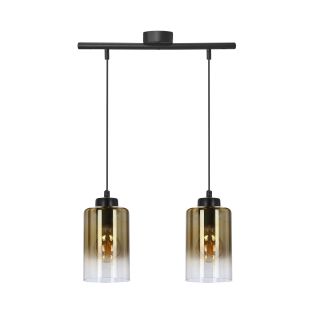 CANDELLUX 32-16263 ASPRA LAMPA WISZĄCA CZARNY 2X60W E27 KLOSZ BURSZTYNOWY