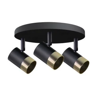 CANDELLUX 98-27443 TOBI LAMPA SUFITOWA PLAFON CZARNY 3X15W GU10 KLOSZ CZARNY+ZŁOTY