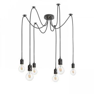 RENDL R12054 CINDY VI wisząca czarna 230V E27 6x42W