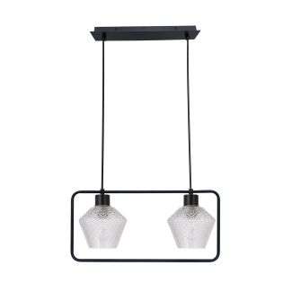 CANDELLUX 32-26859 NIKO LAMPA WISZĄCA CZARNY 2X40W E27 KLOSZ BEZBARWNY KARBOWANY