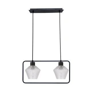 CANDELLUX 32-26859 NIKO LAMPA WISZĄCA CZARNY 2X40W E27 KLOSZ BEZBARWNY KARBOWANY