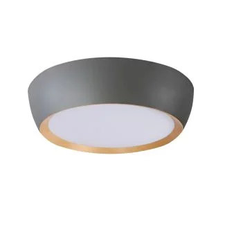 CANDELLUX 14-24114 ABRUZZO LAMPA SUFITOWA PLAFON SZARO DREWNIANY 24W LED 40X32 CM KLOSZ BIAŁY