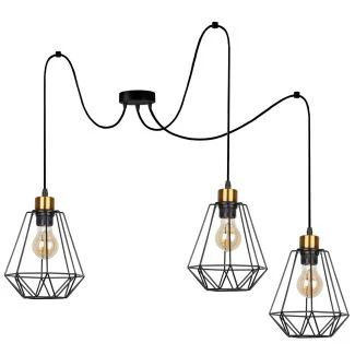 CANDELLUX 33-00293 PRIMO P LAMPA WISZĄCA CZARNY+PATYNA 3X60W E27 KLOSZ CZARNY