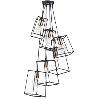 DAR TOW0622 TOWER 6LT CLUSTER PENDANT BLACK COPPER