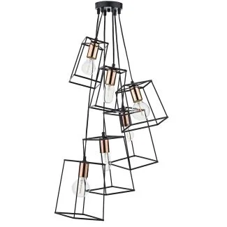 DAR TOW0622 TOWER 6LT CLUSTER PENDANT BLACK COPPER