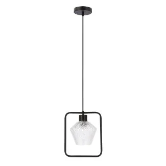CANDELLUX 31-26842 NIKO LAMPA WISZĄCA CZARNY 1X40W E27 KLOSZ BEZBARWNY KARBOWANY