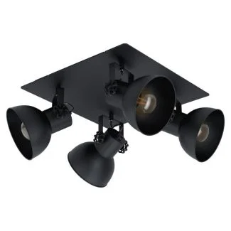EGLO 43434 LAMPA BARNSTAPLE 2 SPOT QUADRAT/4 SCHWARZ/HOLZ SW BARNSTAPLE 1