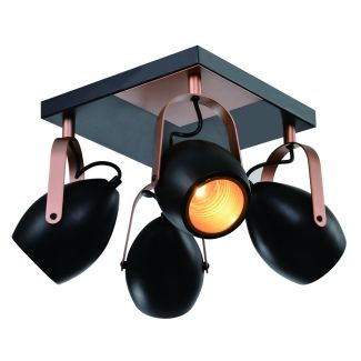CANDELLUX 98-83128 ANICA LAMPA SUFITOWA PLAFON CZARNY 4X40W E14 ODBŁYŚNIK ZŁOTY