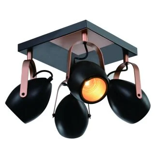 CANDELLUX 98-83128 ANICA LAMPA SUFITOWA PLAFON CZARNY 4X40W E14 ODBŁYŚNIK ZŁOTY