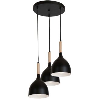 LUMINEX 1192 żyrandol talerz Noak black/natural wood 3