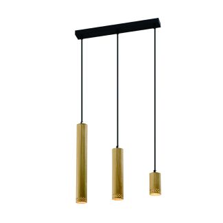 CANDELLUX 33-79114 TUBO LAMPA WISZĄCA CZARNY 3X25W GU10 KLOSZ MIX DREWNIANY