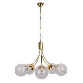CANDELLUX 35-79275 DANI LAMPA WISZĄCA MOSIĄDZ 5X40W E14 KLOSZ BEZBARWNY