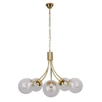 CANDELLUX 35-79275 DANI LAMPA WISZĄCA MOSIĄDZ 5X40W E14 KLOSZ BEZBARWNY