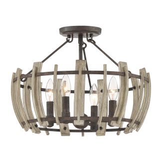 ELSTEAD Wood Hollow QZ-WOOD-HOLLOW-SF 4 Light Semi-Flush