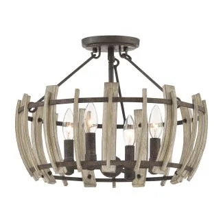 ELSTEAD Wood Hollow QZ-WOOD-HOLLOW-SF 4 Light Semi-Flush