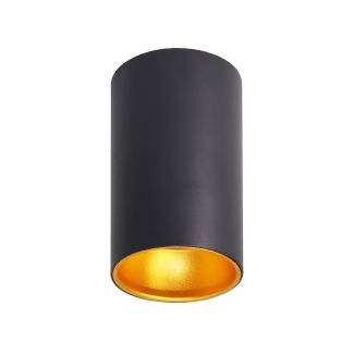 CANDELLUX 2228167 TUBA LAMPA SUFITOWA CZARNY 1X15W GU10 ODBŁ. ZŁOTY ŚR. 7 CM