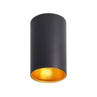 CANDELLUX 2228167 TUBA LAMPA SUFITOWA CZARNY 1X15W GU10 ODBŁ. ZŁOTY ŚR. 7 CM