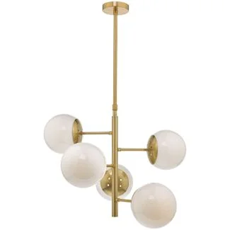 DAR BOM0535 BOMBAZINE 5LT PENDANT NATURAL BRASS CW GLS SHDS