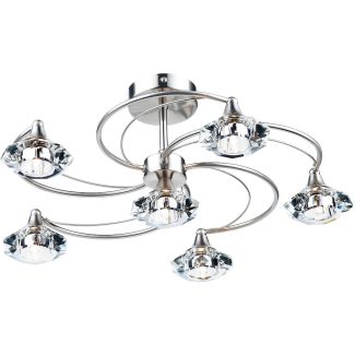 DAR LUT0646 LUTHER 6LT SEMI FLUSH CW CRYSTAL GLASS SAT CHR