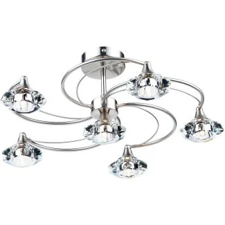 DAR LUT0646 LUTHER 6LT SEMI FLUSH CW CRYSTAL GLASS SAT CHR