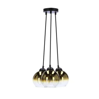 CANDELLUX 33-16416 NUBIA LAMPA WISZĄCA CZARNY 3X60W E27 KLOSZ ZŁOTY