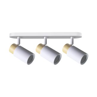 CANDELLUX 93-27726 Claro lampa sufitowa listwa biały 3x15W GU10 klosz biały+drewniany
