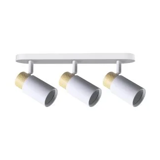 CANDELLUX 93-27726 Claro lampa sufitowa listwa biały 3x15W GU10 klosz biały+drewniany