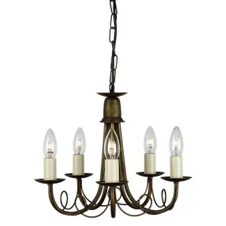 ELSTEAD MINSTER MN5 BLK/GOLD 5Lt Chandelier/Semi-Flush