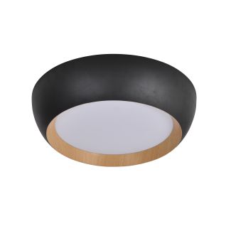 CANDELLUX 14-24121 ABRUZZO LAMPA SUFITOWA PLAFON CZARNO DREWNIANY 24W LED 40X32 CM KLOSZ BIAŁY