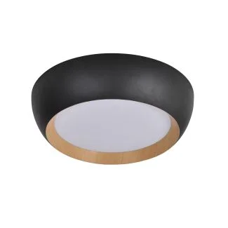 CANDELLUX 14-24121 ABRUZZO LAMPA SUFITOWA PLAFON CZARNO DREWNIANY 24W LED 40X32 CM KLOSZ BIAŁY