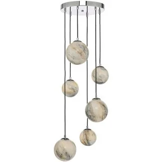 DAR MIK0650 MIKARA 6LT CLUSTER MARBLE EFFECT GLASS & POL CHR