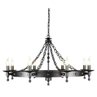 ELSTEAD WARWICK WR8 GRAPHITE 8Lt Chandelier
