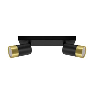 IDEUS 04278 PUZON SPT GU10 2L BLACK/GOLDEN Oprawa ścienno-sufitowa
