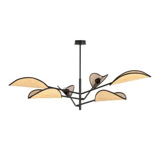 EMIBIG 1160/6 LAMPA SUFITOWA VENE 6 BLACK/RATTAN