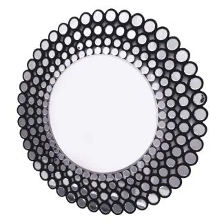 ARTEHOME AH 13155 Lustro okrągłe Ines C 120cm w stylu glamour w ramie z mniejszych czarnych lustrzanych kółek