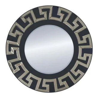 ARTEHOME AHJ1802CH Lustro Verice 80cm szampańskie okazałe okrągłe w czarno-złotej ramie