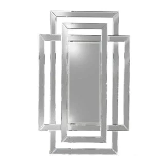 ARTEHOME AHJZ0198 Lustro prostokątne Zita 80/120cm w stylu glamour z ramą w kształcie przeplatających się lustrzanych prostokątów