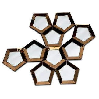 ARTEHOME AHM18020 Lustro Viano 87/101cm złożone z wielu elementów w kształcie plastrów miodu niespotykane złote