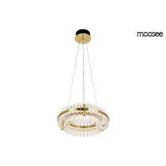 Moosee MSE010100166 MOOSEE lampa wisząca SATURNUS 47 DUO złota - LED, kryształ, stal szczotkowana