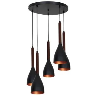 WYPRZEDAŻ LUMINEX 9018 oprawa sufitowa Muza żyrandol czarny naturalne drewno