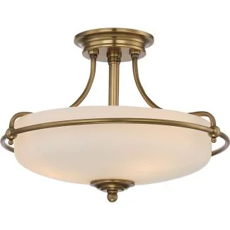 ELSTEAD Griffin QZ-GRIFFIN-SFS-WS 3 Light Semi-Flush Light - Weathered Brass