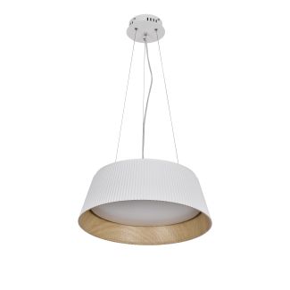 CANDELLUX 31-24176 UMBRIA LAMPA WISZĄCA BIAŁO DREWNIANA 1X24W LED KLOSZ BIAŁY