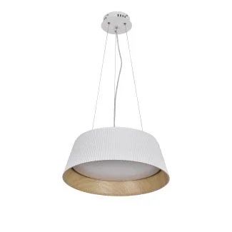 CANDELLUX 31-24176 UMBRIA LAMPA WISZĄCA BIAŁO DREWNIANA 1X24W LED KLOSZ BIAŁY