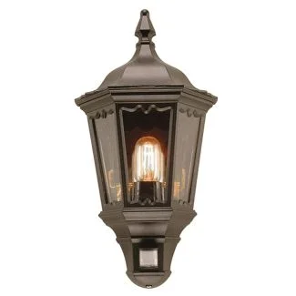 ELSTEAD MEDSTEAD HALF MD7 PIR BLACK Half Lantern with PIR