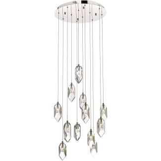 DAR CRY1250 CRYSTAL 12LT CLUSTER PENDANT ROCK CRYSTAL POL CHR LED