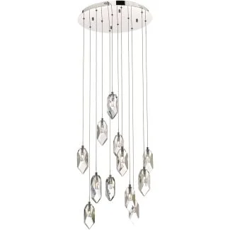 DAR CRY1250 CRYSTAL 12LT CLUSTER PENDANT ROCK CRYSTAL POL CHR LED
