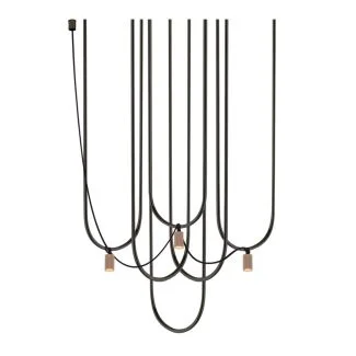 ANTIGO Lampa wisząca Udin 3 - Czarna-platyna mat 9784