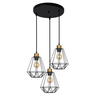 CANDELLUX 33-06172 PRIMO LAMPA WISZĄCA TALERZ CZARNY+ZŁOTY 3X60W E27 KLOSZ CZARNY