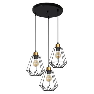 CANDELLUX 33-06172 PRIMO LAMPA WISZĄCA TALERZ CZARNY+ZŁOTY 3X60W E27 KLOSZ CZARNY