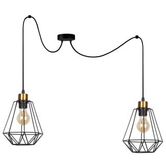CANDELLUX 32-00286 PRIMO P LAMPA WISZĄCA CZARNY+PATYNA 2X60W E27 KLOSZ CZARNY
